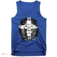Lion Cross Jesus Christian Lord God Believer Gift Tank Top thumb 0