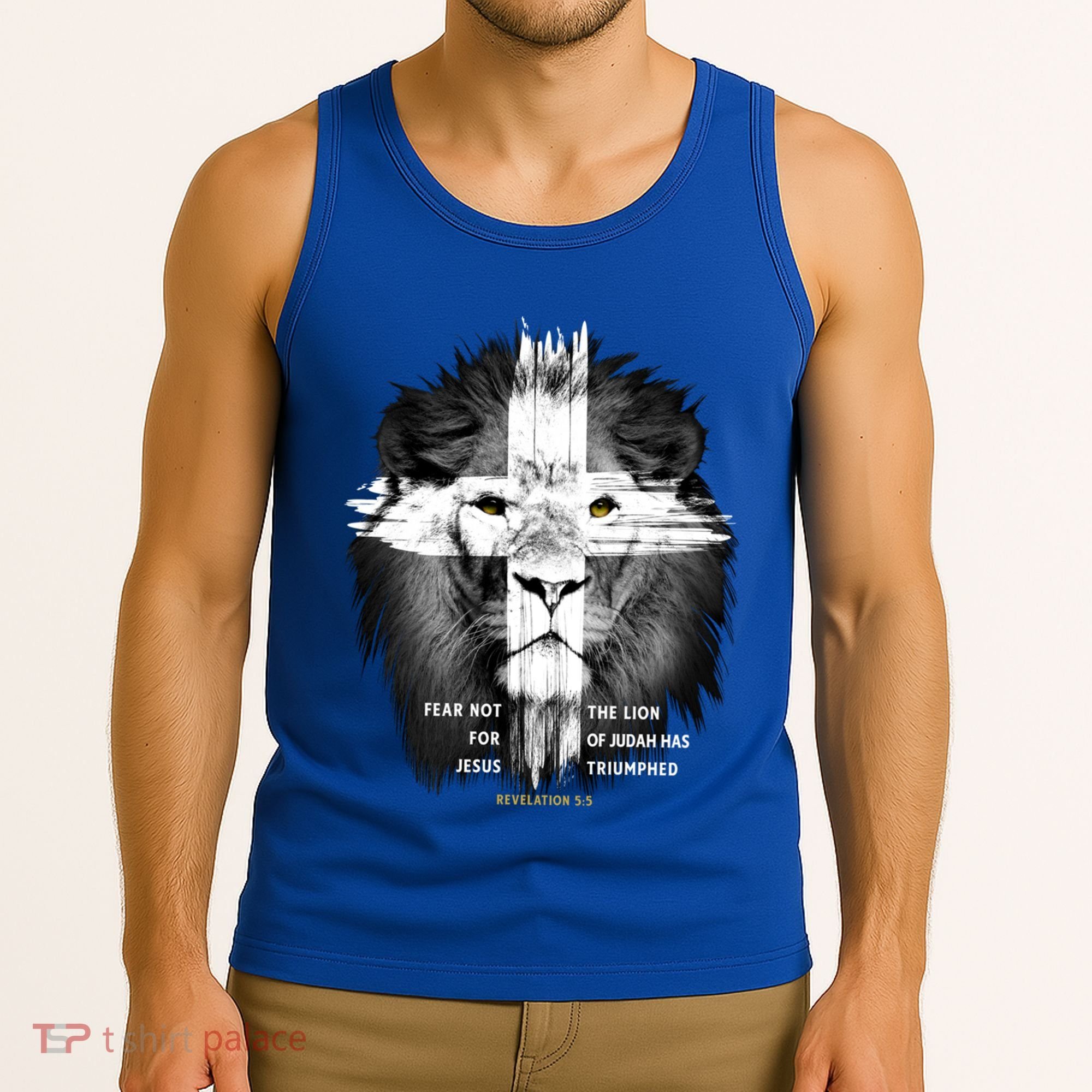Lion Cross Jesus Christian Lord God Believer Gift Tank Top