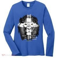 Lion Cross Jesus Christian Lord God Believer Gift Women's Long Sleeve Shirt thumb 0