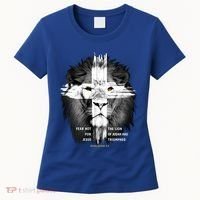 Lion Cross Jesus Christian Lord God Believer Gift Women's T-Shirt thumb 0