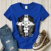 Lion Cross Jesus Christian Lord God Believer Gift Women's T-Shirt thumb 3