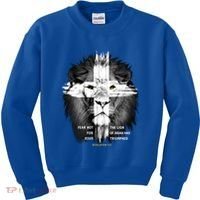 Lion Cross Jesus Christian Lord God Believer Gift Kids Sweatshirt thumb 0