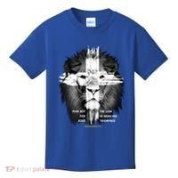 Lion Cross Jesus Christian Lord God Believer Gift Kids T-Shirt thumb 0