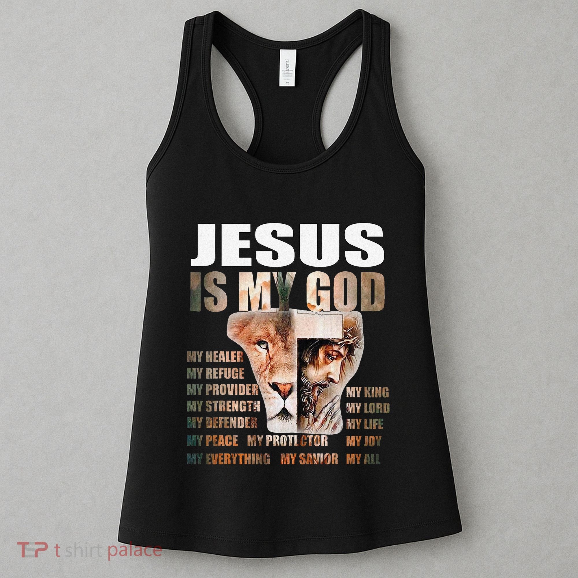 Lion Christian Jesus Is My God Lord King Savior Good Friday Women's Tank Top
