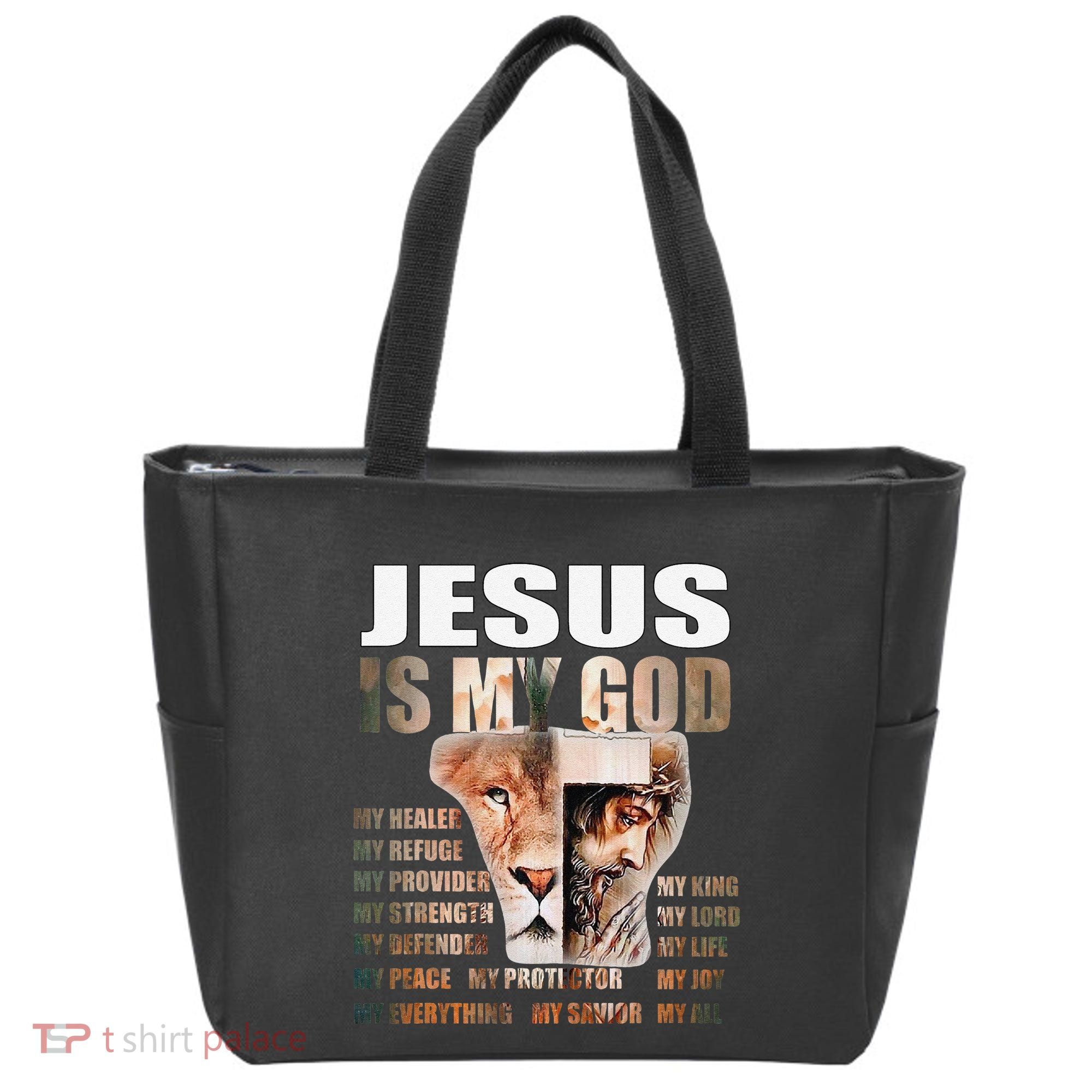 Lion Christian Jesus Is My God Lord King Savior Good Friday Tote Bag