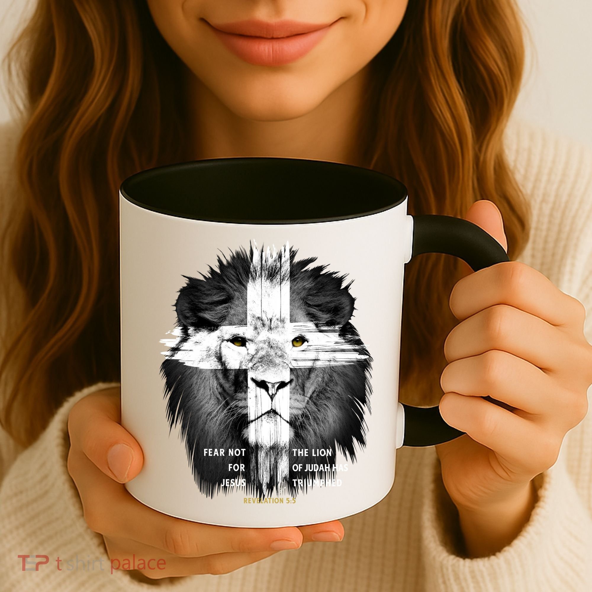 Lion Cross Jesus Christian Lord God Believer Gift Coffee Mug