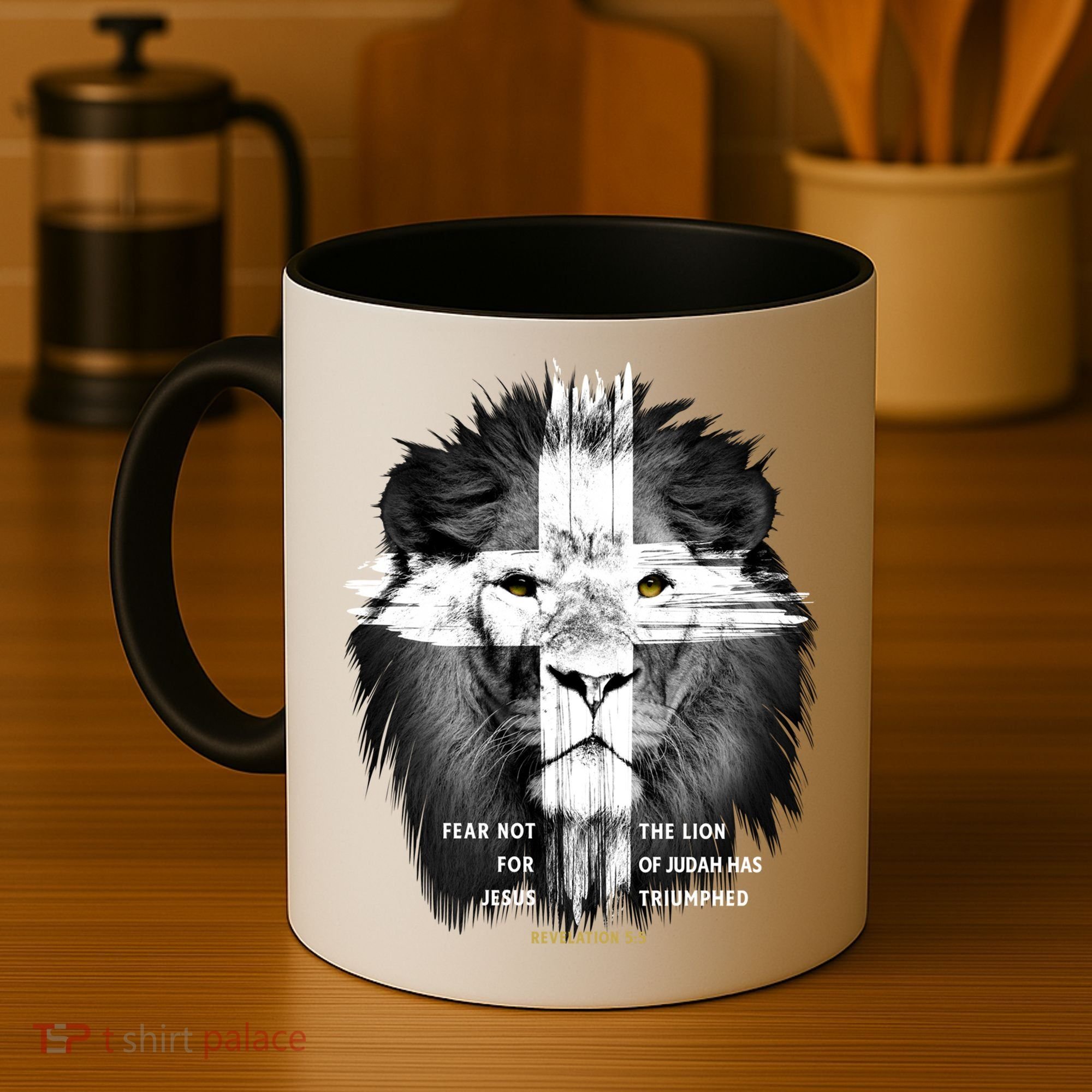 Lion Cross Jesus Christian Lord God Believer Gift Coffee Mug