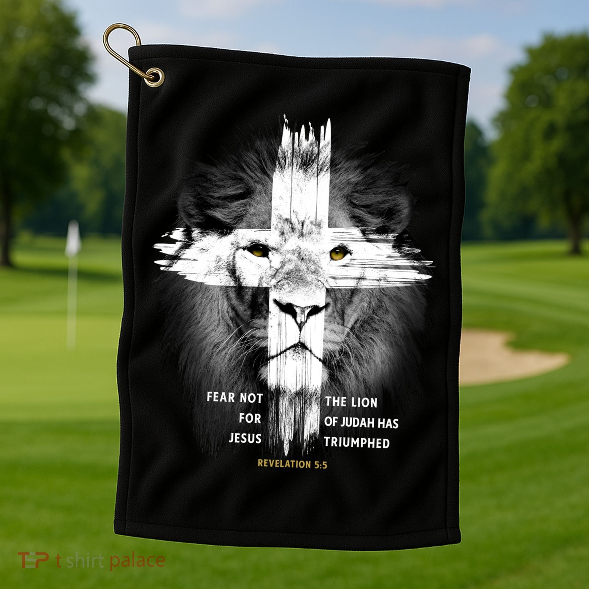 Lion Cross Jesus Christian Lord God Believer Gift Golf Towel