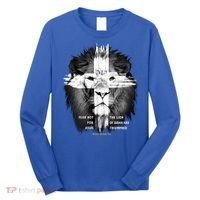 Lion Cross Jesus Christian Lord God Believer Gift Long Sleeve Shirt thumb 0