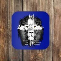 Lion Cross Jesus Christian Lord God Believer Gift Coaster thumb 0