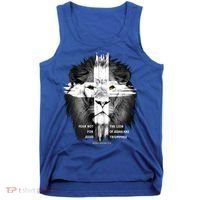 Lion Cross Jesus Christian Lord God Believer Gift Tank Top thumb 0
