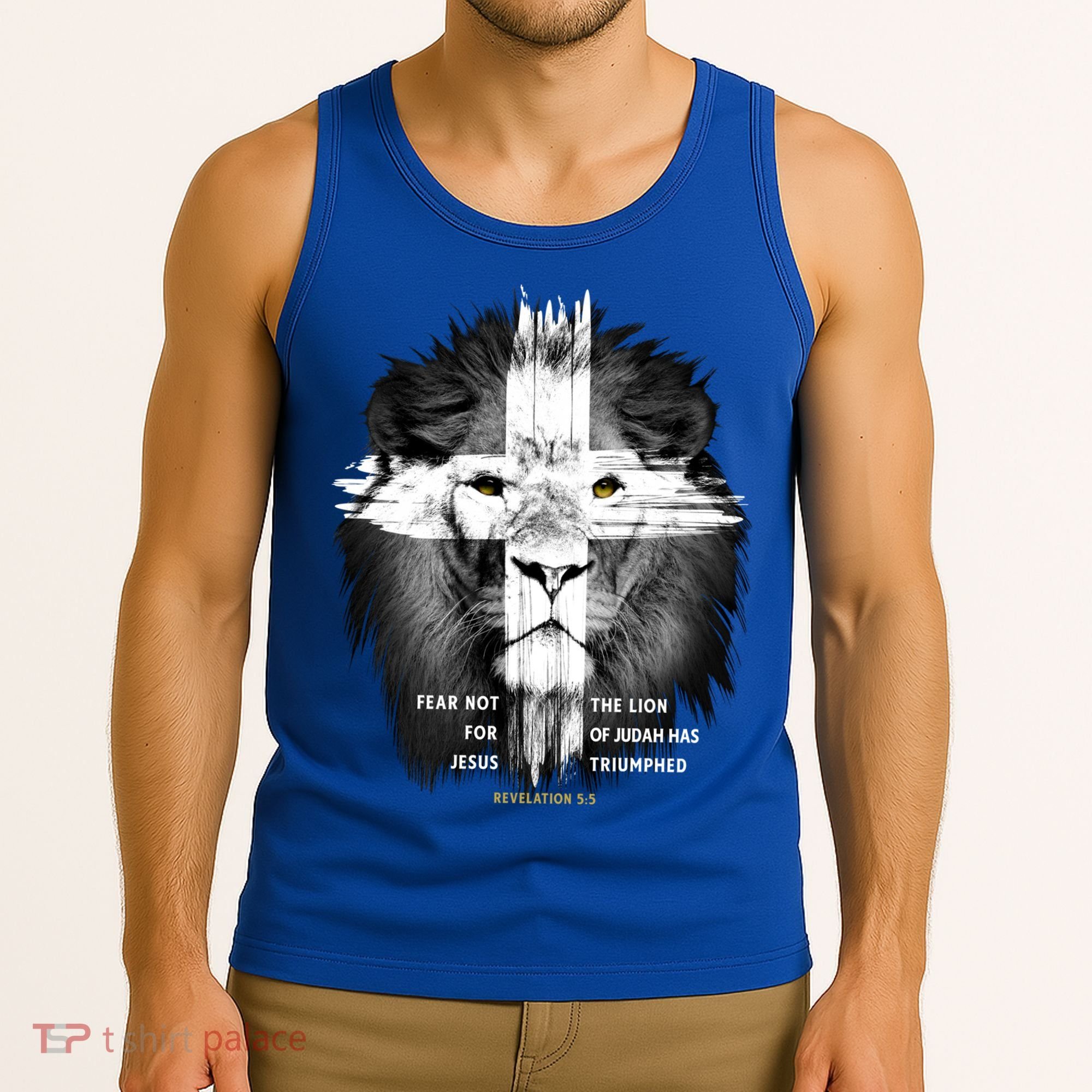 Lion Cross Jesus Christian Lord God Believer Gift Tank Top
