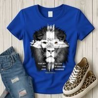 Lion Cross Jesus Christian Lord God Believer Gift Women's T-Shirt thumb 3