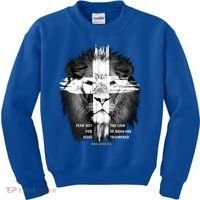 Lion Cross Jesus Christian Lord God Believer Gift Kids Sweatshirt thumb 0