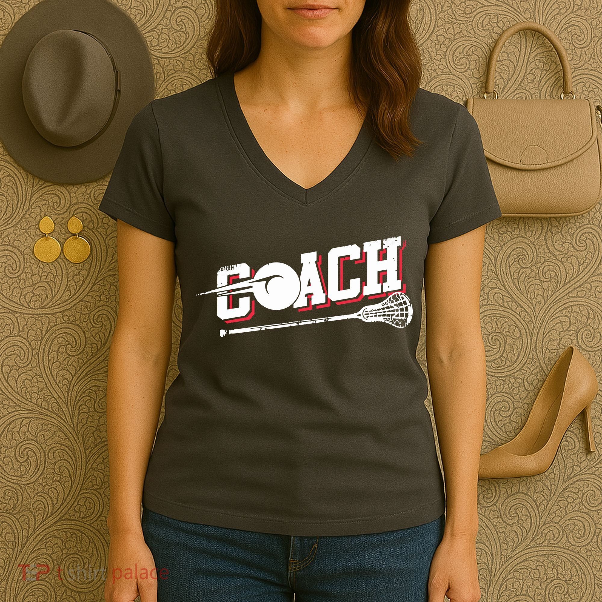 Lacrosse Coach Lacrosse Women's V-Neck T-Shirt