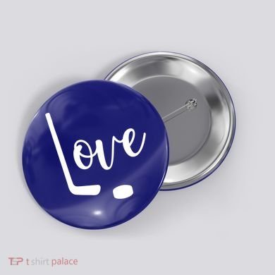 Love Cute Lettering With Hockey Stick And Puck Gift Design Gift Button