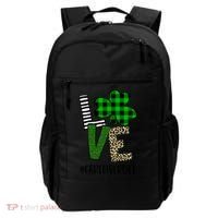 LOVE Caregiver Life St Patrick's Day Buffalo Plaid Shamrock Backpack thumb 0