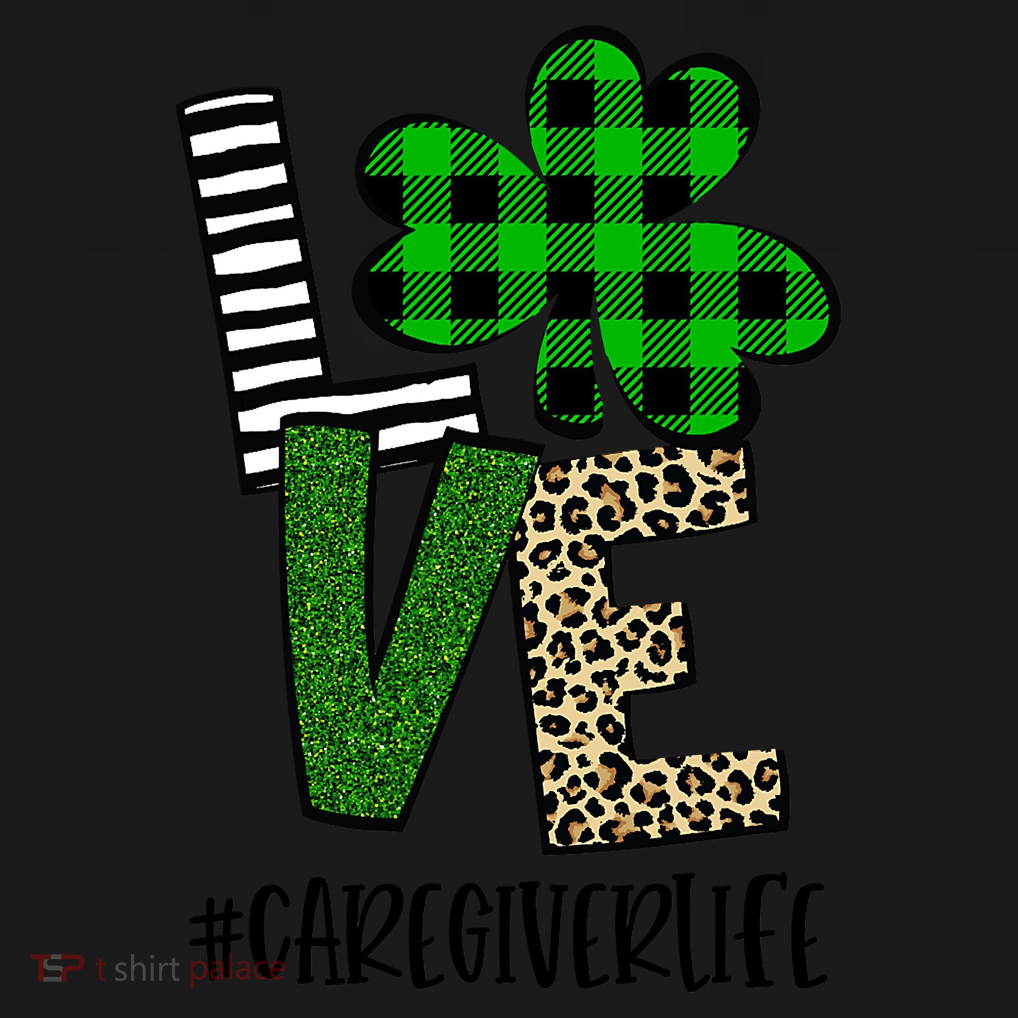 LOVE Caregiver Life St Patrick's Day Buffalo Plaid Shamrock Coaster