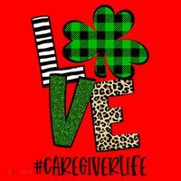 LOVE Caregiver Life St Patrick's Day Buffalo Plaid Shamrock Santa Hat thumb 1