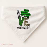 LOVE Caregiver Life St Patrick's Day Buffalo Plaid Shamrock USA-Made Doggie Bandana thumb 0