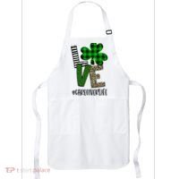 LOVE Caregiver Life St Patrick's Day Buffalo Plaid Shamrock Apron thumb 0