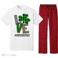 LOVE Caregiver Life St Patrick's Day Buffalo Plaid Shamrock Pajama Set thumb 0