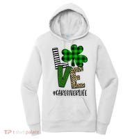 LOVE Caregiver Life St Patrick's Day Buffalo Plaid Shamrock Women's Hoodie thumb 0
