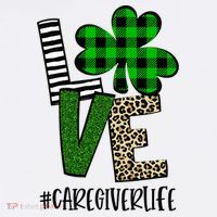 LOVE Caregiver Life St Patrick's Day Buffalo Plaid Shamrock Women's Hoodie thumb 2