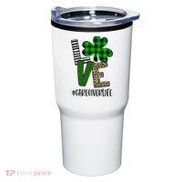 LOVE Caregiver Life St Patrick's Day Buffalo Plaid Shamrock Tumbler thumb 0