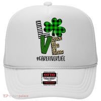 LOVE Caregiver Life St Patrick's Day Buffalo Plaid Shamrock Hat thumb 0