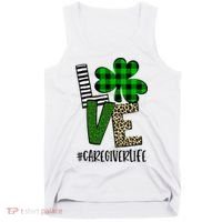 LOVE Caregiver Life St Patrick's Day Buffalo Plaid Shamrock Tank Top thumb 0