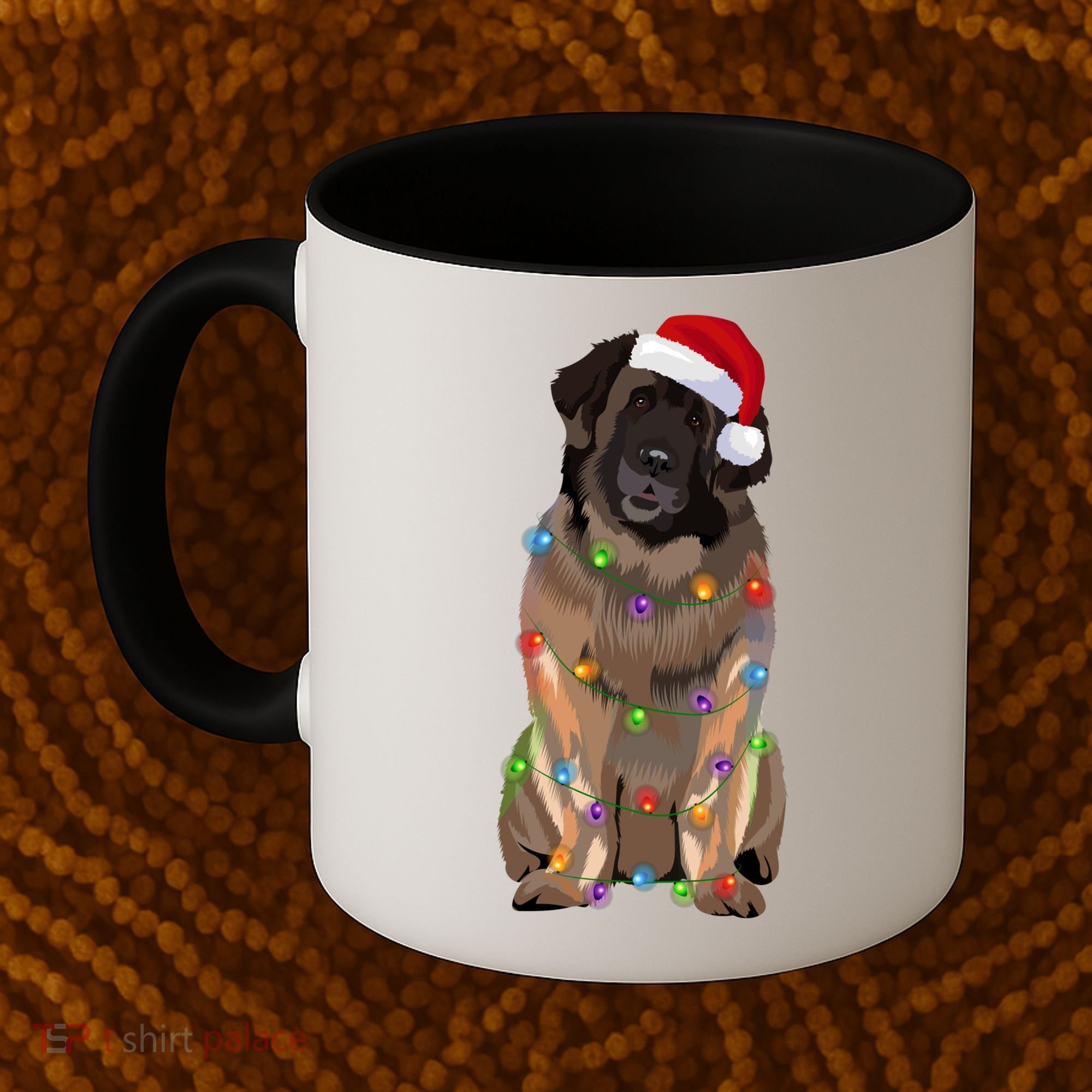 Leonberger Christmas Lights Xmas Dog Lover Santa Hat Great Gift Coffee Mug