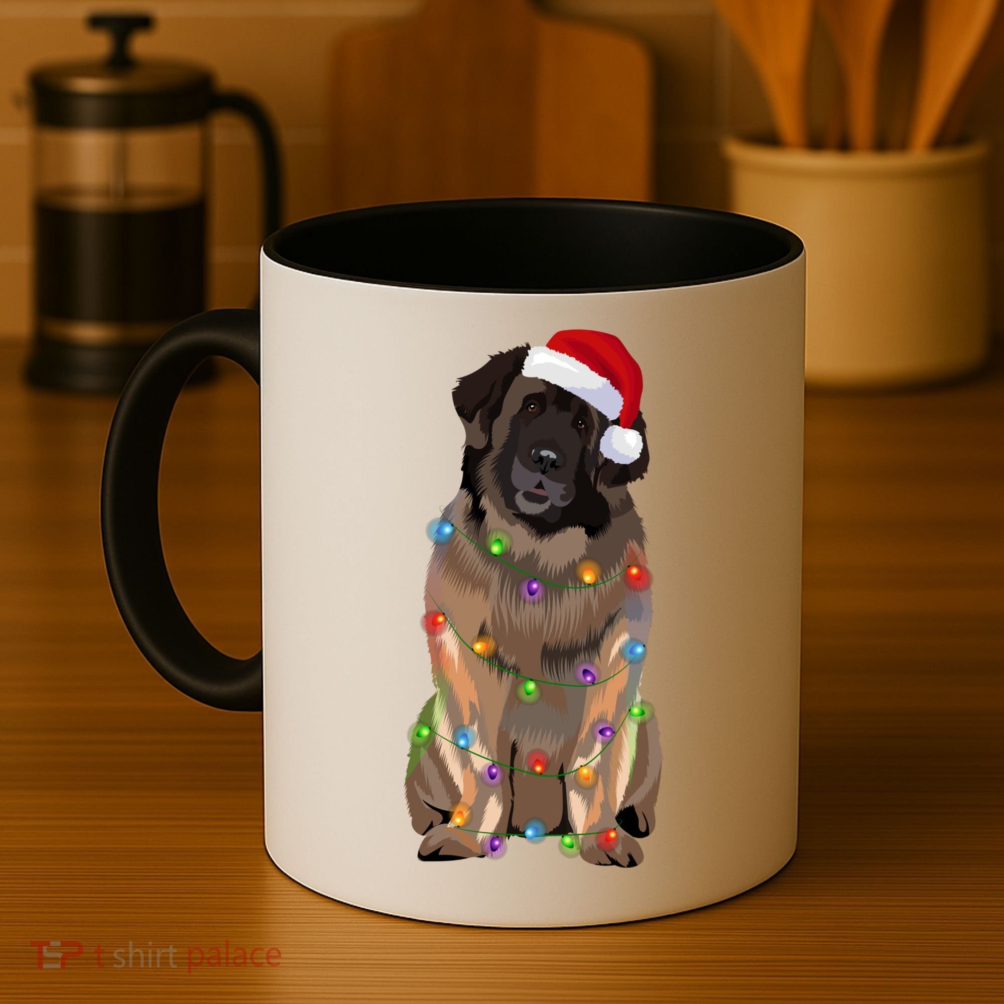 Leonberger Christmas Lights Xmas Dog Lover Santa Hat Great Gift Coffee Mug