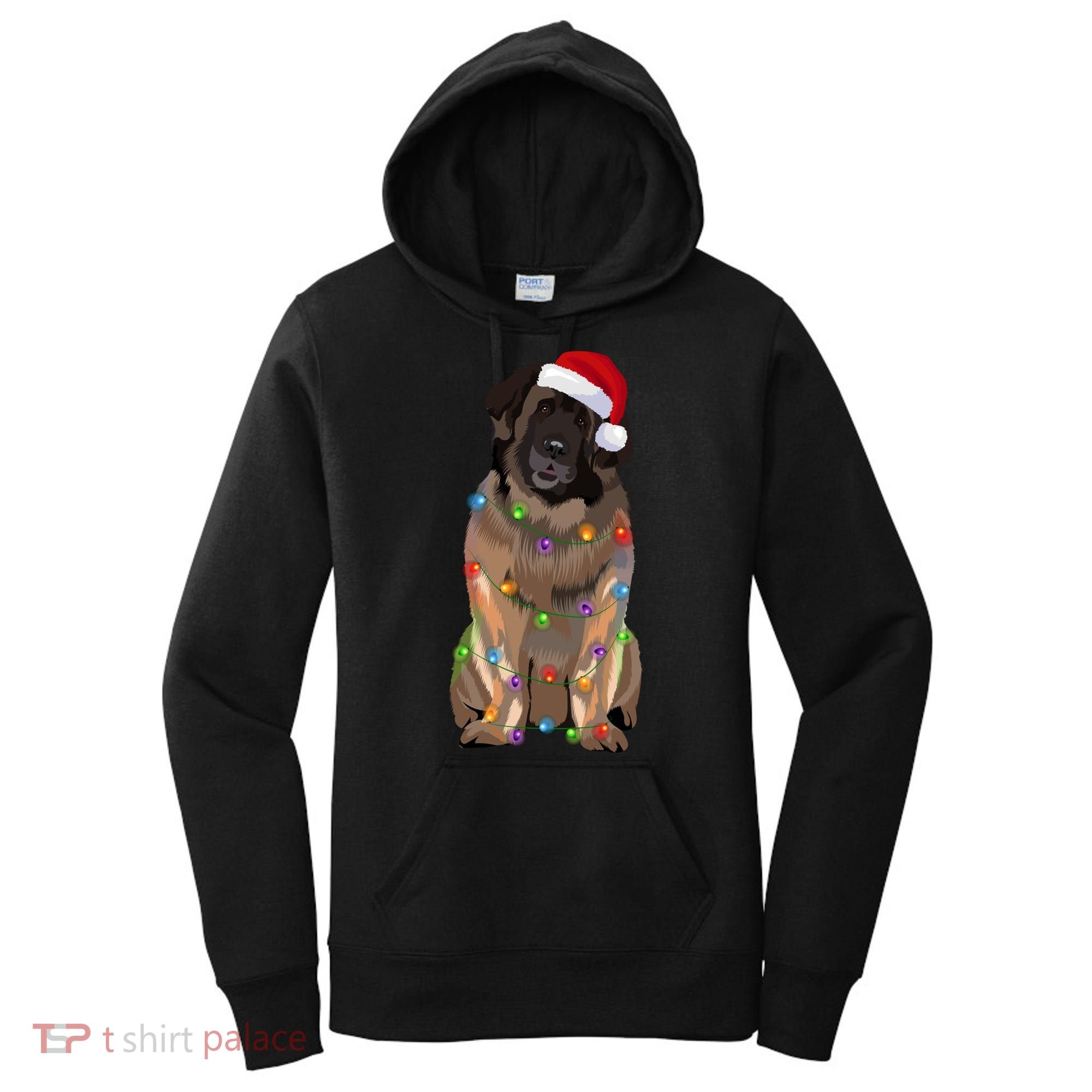 Leonberger Christmas Lights Xmas Dog Lover Santa Hat Great Gift Women's Hoodie