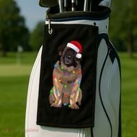 Leonberger Christmas Lights Xmas Dog Lover Santa Hat Great Gift Golf Towel thumb 2