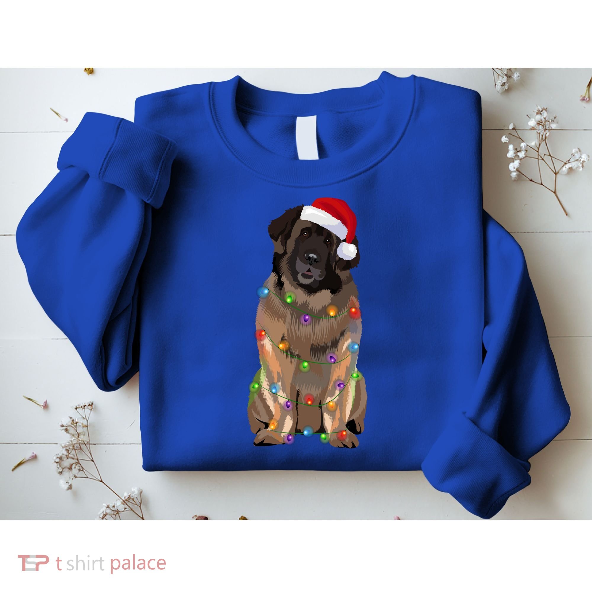 Leonberger Christmas Lights Xmas Dog Lover Santa Hat Great Gift Sweatshirt
