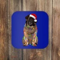 Leonberger Christmas Lights Xmas Dog Lover Santa Hat Great Gift Coaster thumb 0
