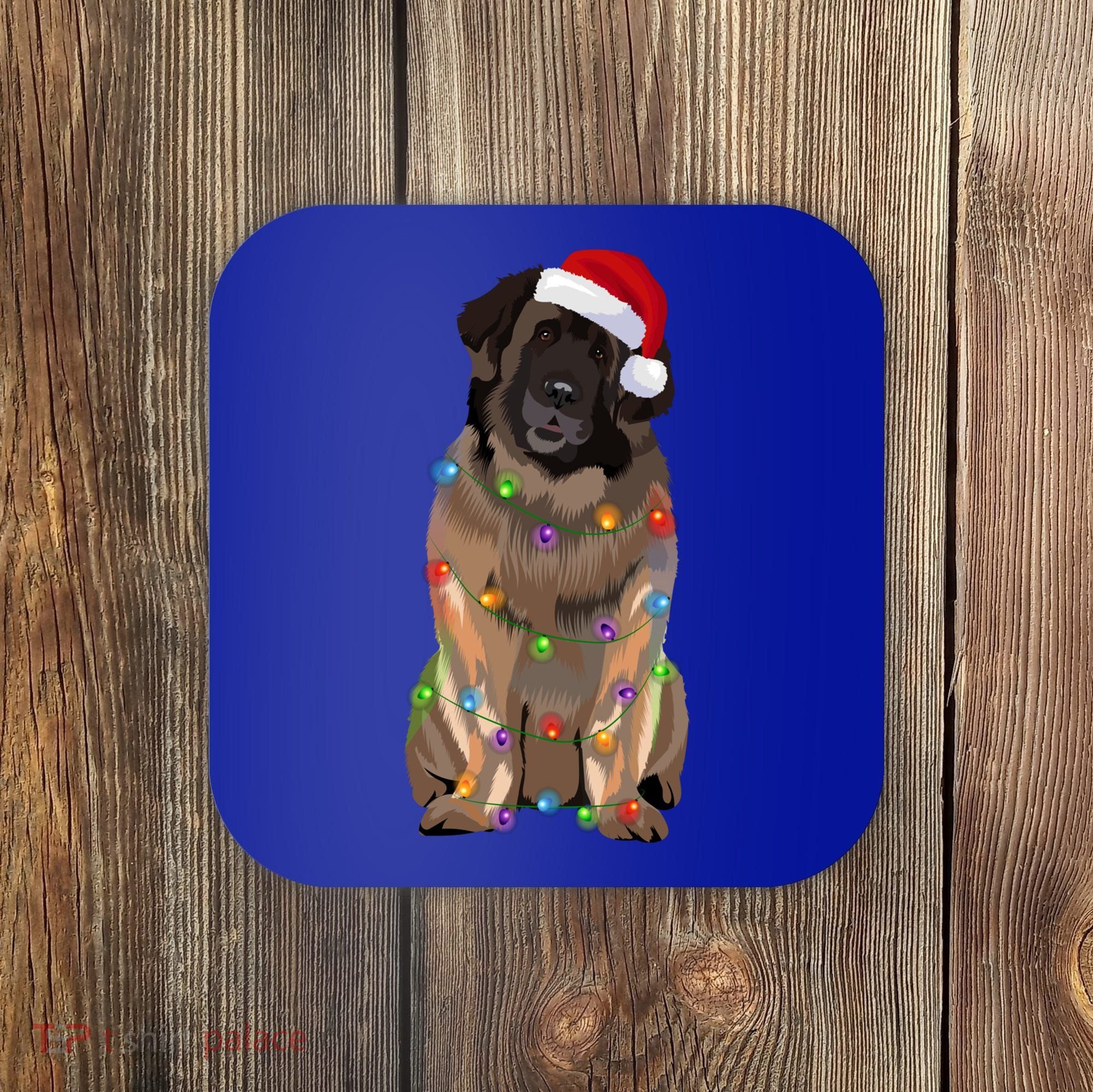Leonberger Christmas Lights Xmas Dog Lover Santa Hat Great Gift Coaster