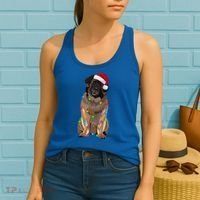Leonberger Christmas Lights Xmas Dog Lover Santa Hat Great Gift Women's Tank Top thumb 2