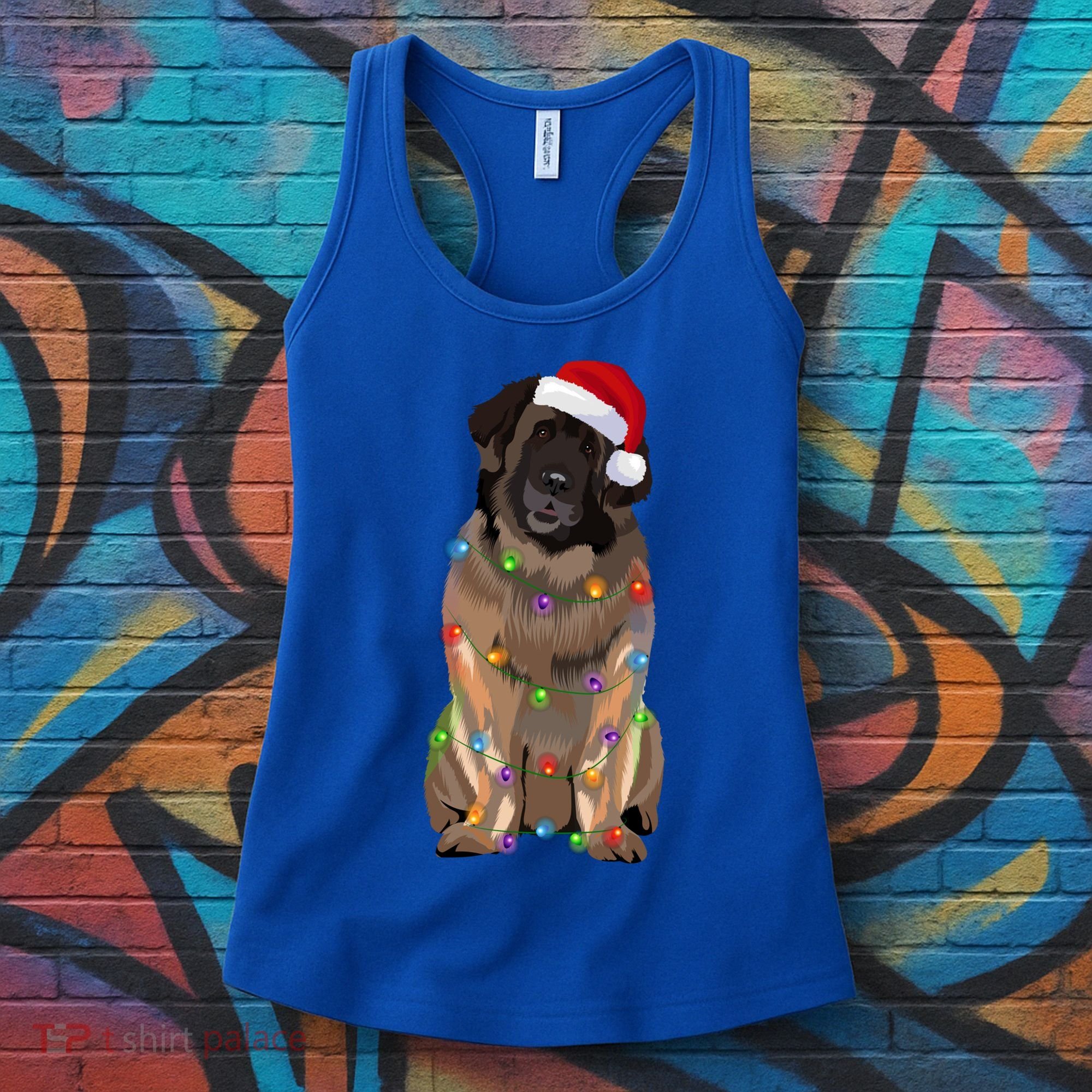 Leonberger Christmas Lights Xmas Dog Lover Santa Hat Great Gift Women's Tank Top