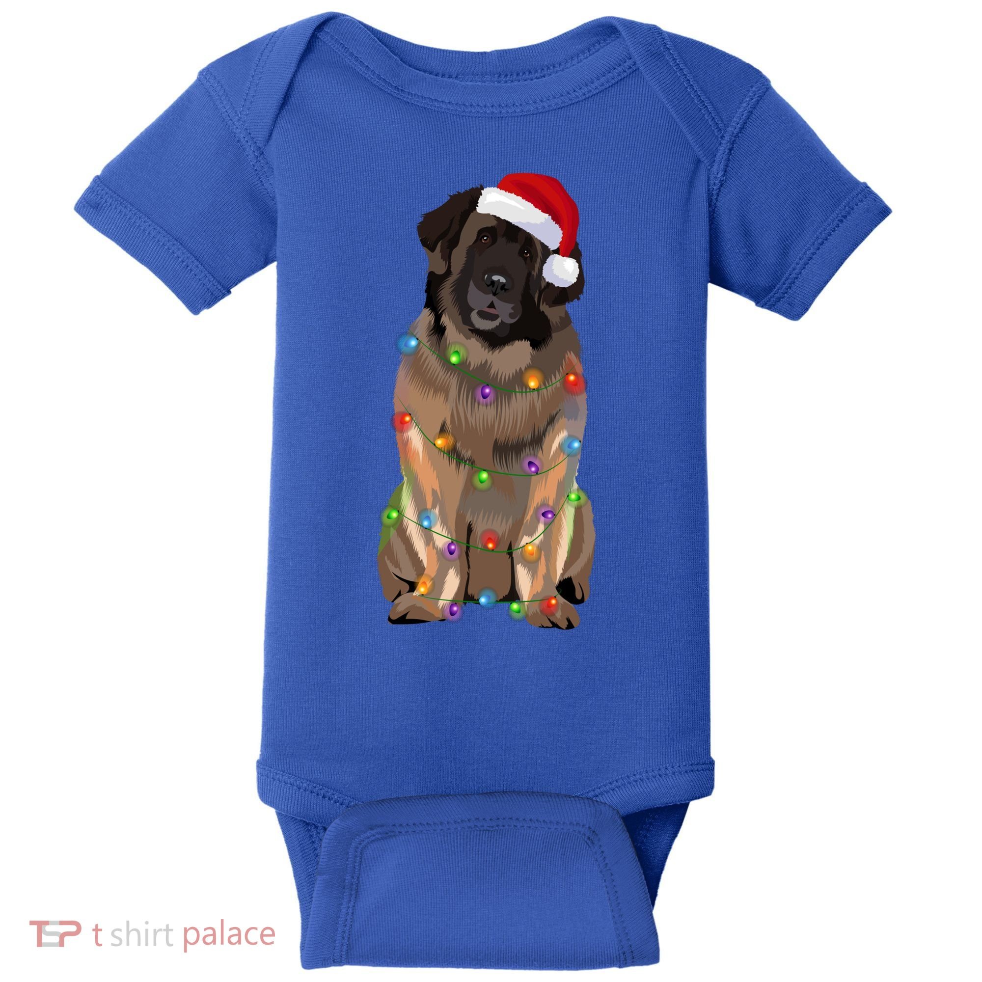 Leonberger Christmas Lights Xmas Dog Lover Santa Hat Great Gift Baby Bodysuit