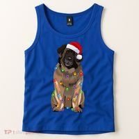 Leonberger Christmas Lights Xmas Dog Lover Santa Hat Great Gift Tank Top thumb 2