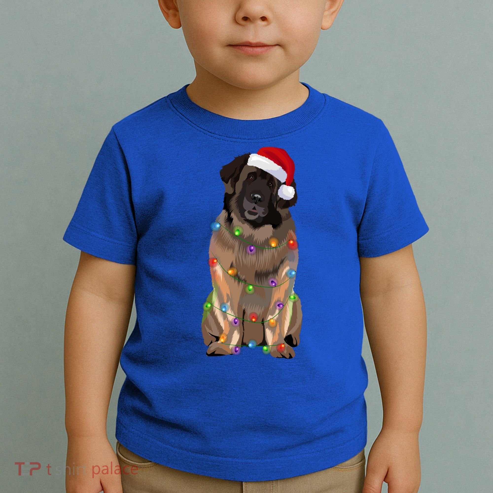 Leonberger Christmas Lights Xmas Dog Lover Santa Hat Great Gift Toddler T-Shirt