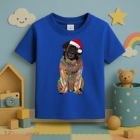 Leonberger Christmas Lights Xmas Dog Lover Santa Hat Great Gift Toddler T-Shirt thumb 3
