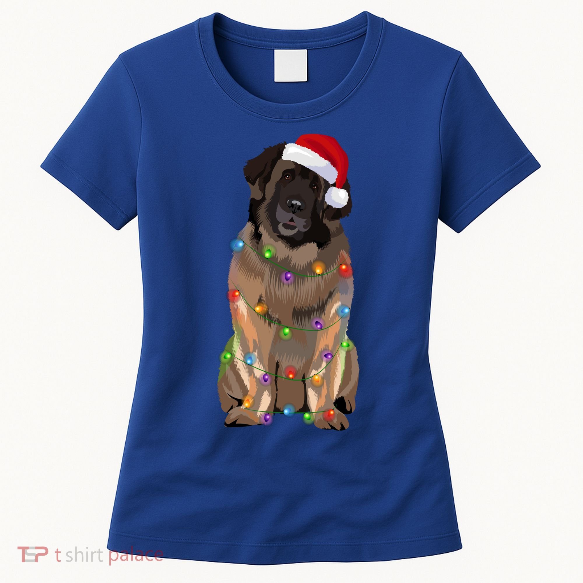 Leonberger Christmas Lights Xmas Dog Lover Santa Hat Great Gift Women's T-Shirt