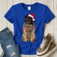 Leonberger Christmas Lights Xmas Dog Lover Santa Hat Great Gift Women's T-Shirt thumb 3