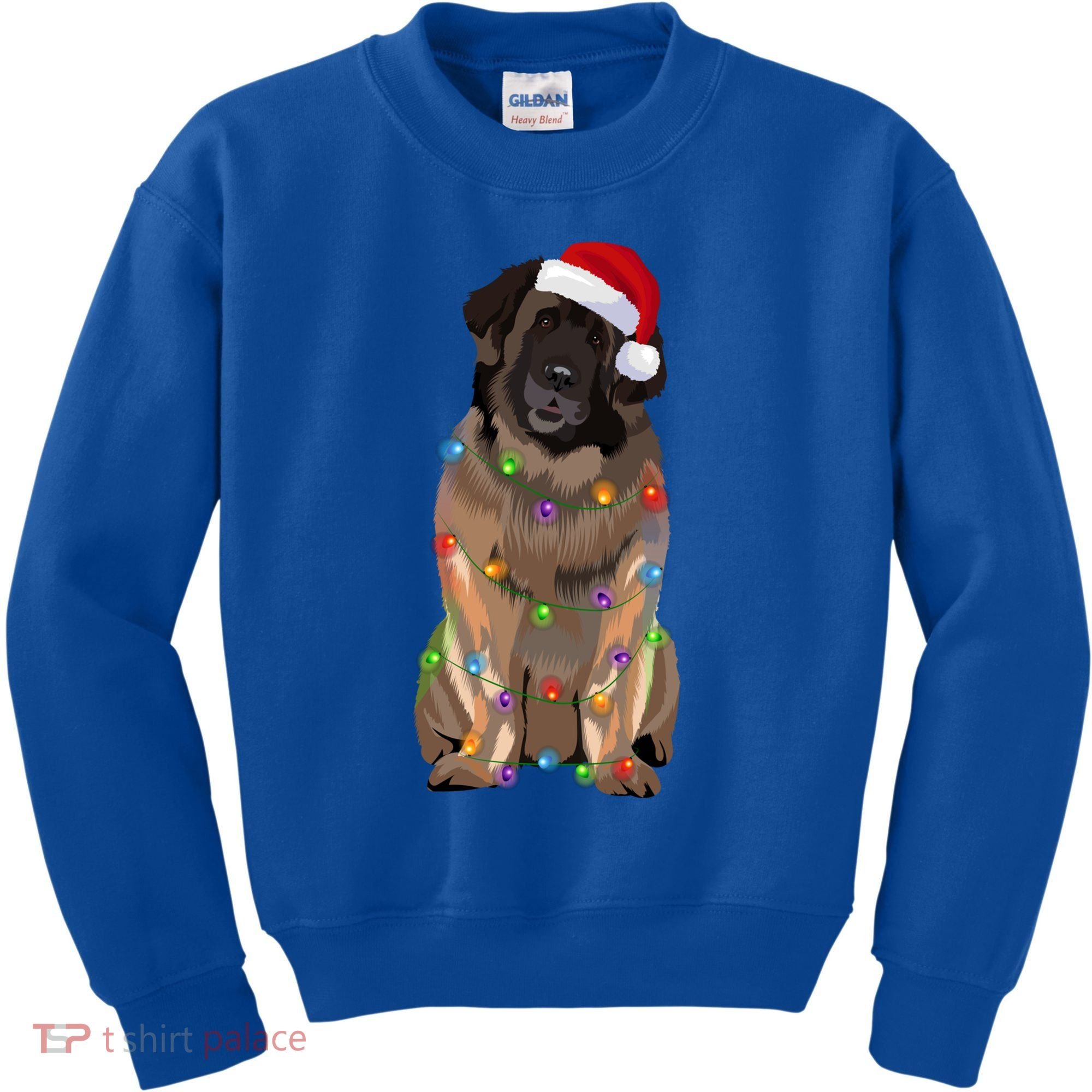 Leonberger Christmas Lights Xmas Dog Lover Santa Hat Great Gift Kids Sweatshirt