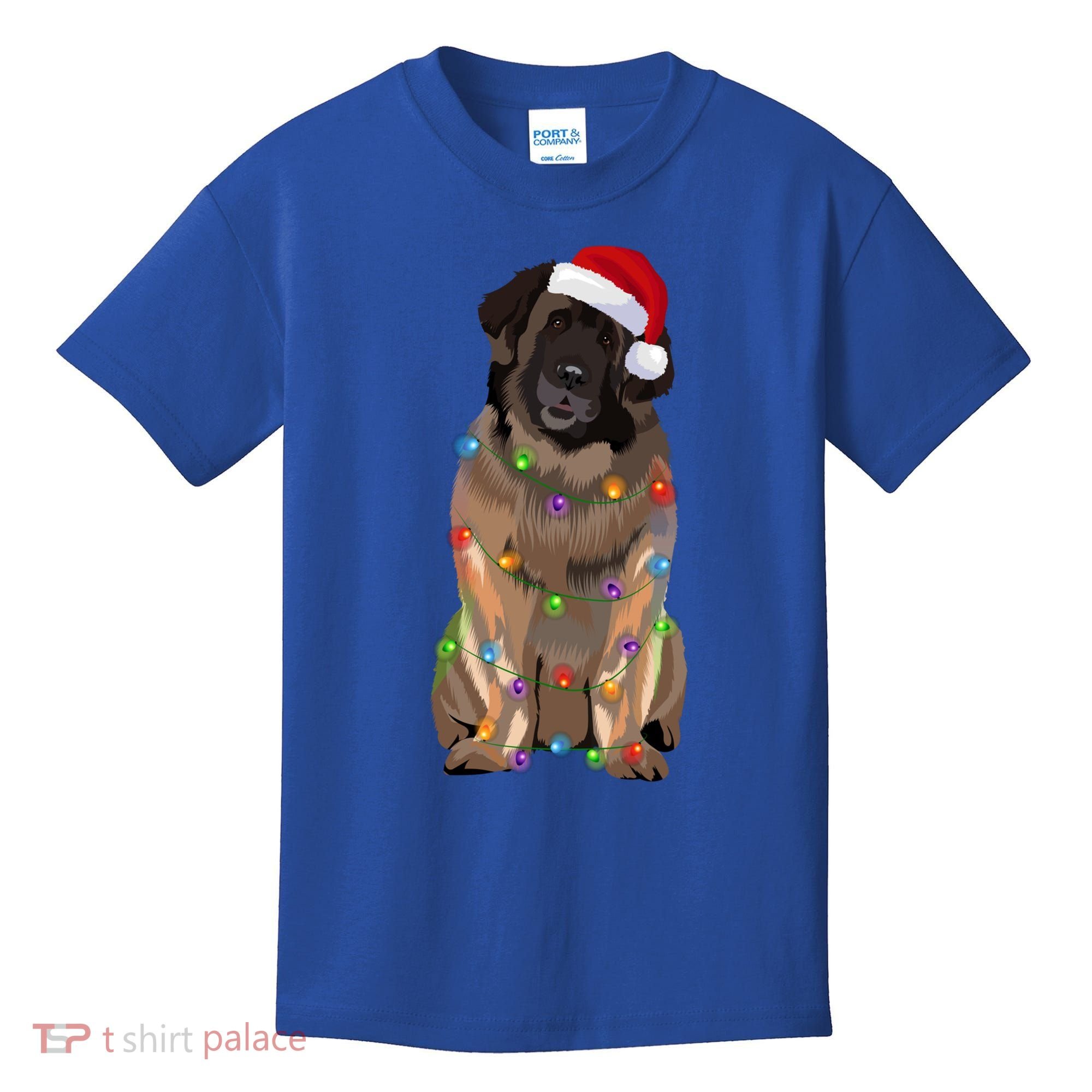 Leonberger Christmas Lights Xmas Dog Lover Santa Hat Great Gift Kids T-Shirt