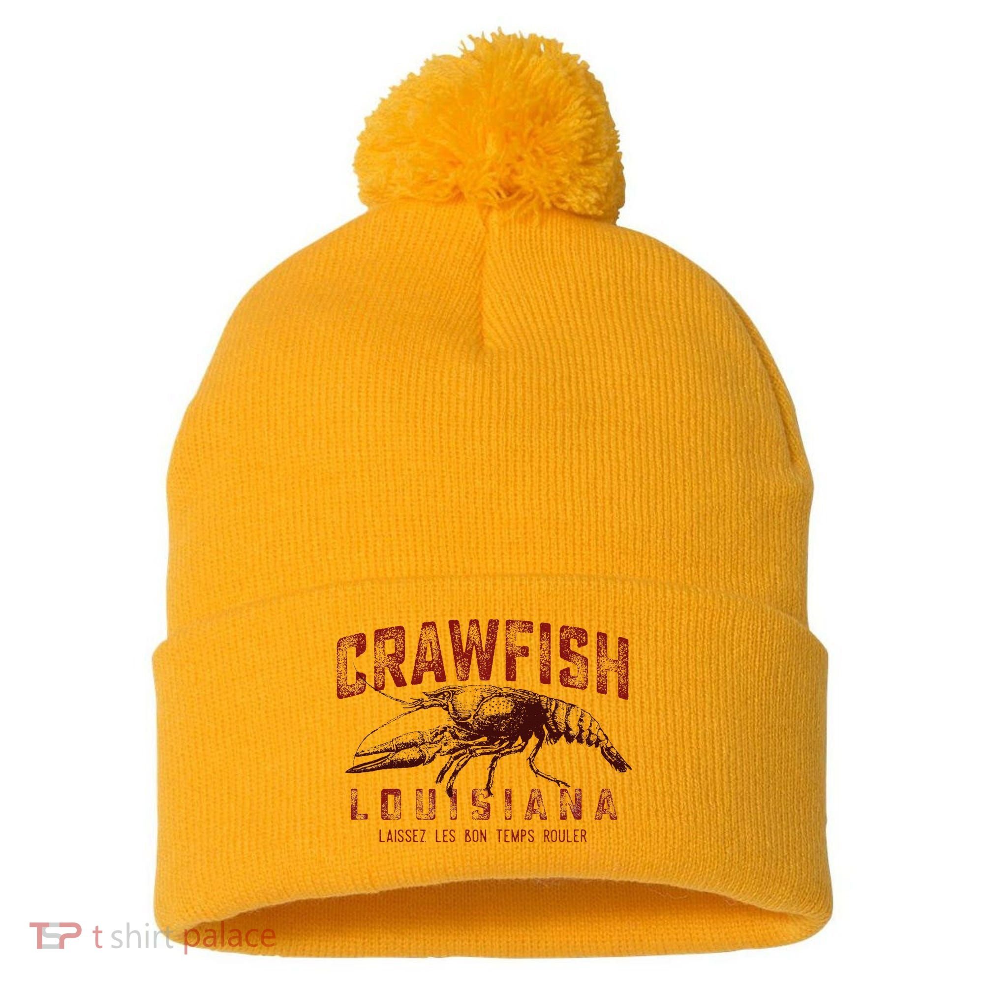 Louisiana Crawfish Laissez Les Bon Temps Rouler Pom Pom 12in Knit Beanie