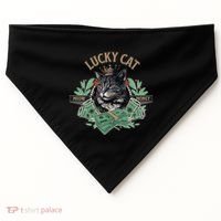 Lucky Cat Meow Money Cat Lovers Gift USA-Made Doggie Bandana thumb 0